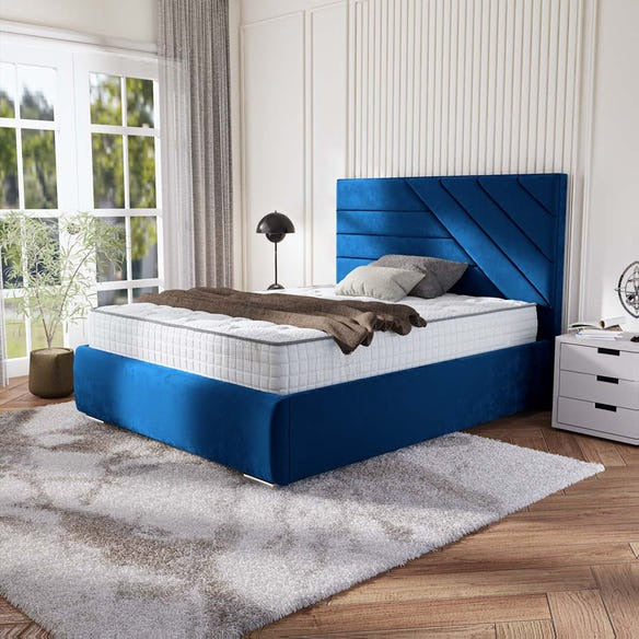 Chicago Upholstered Bed - Blue Plush Velvet
