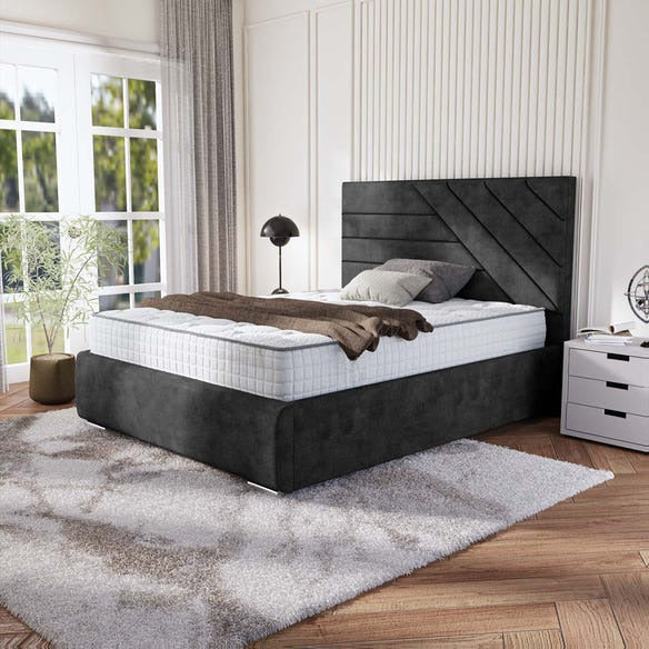 Chicago Upholstered Bed - Charcoal Coniston