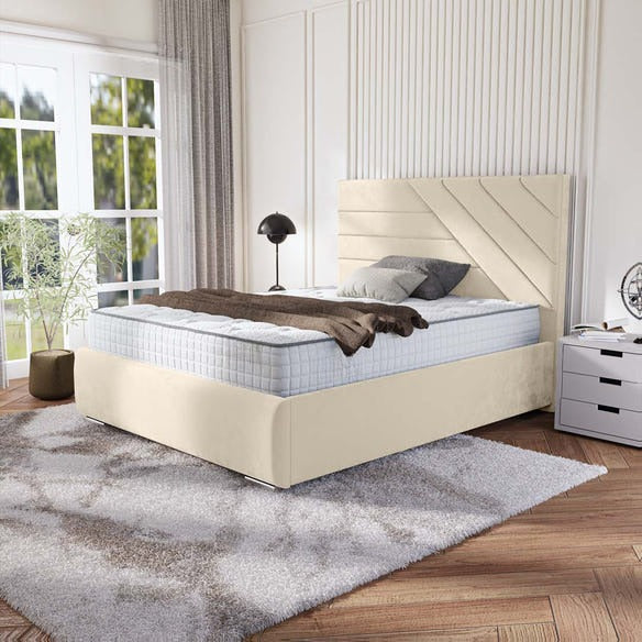 Chicago Upholstered Bed - Cream Plush Velvet
