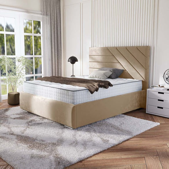 Chicago Upholstered Bed - Mink Plush Velvet