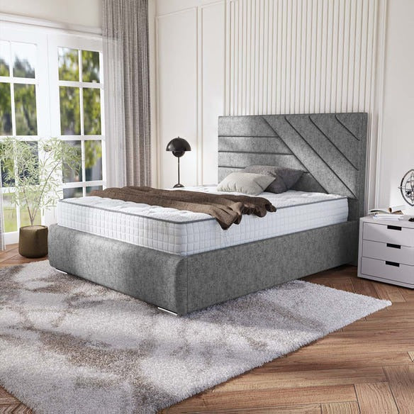 Chicago Upholstered Bed - Silver Chenille