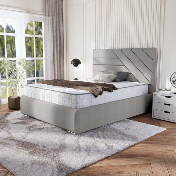 Chicago Upholstered Bed - Silver Linoso