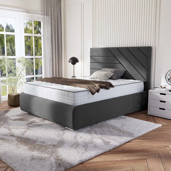 Chicago Upholstered Bed - Steel Plush Velvet