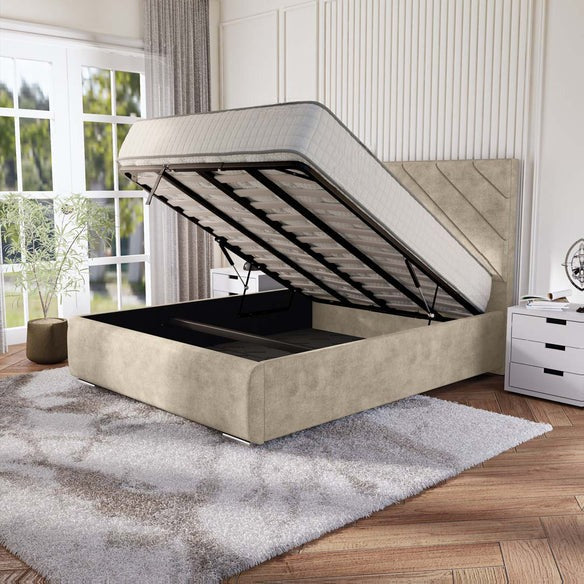 Chicago Upholstered Ottoman Bed - Almond Coniston