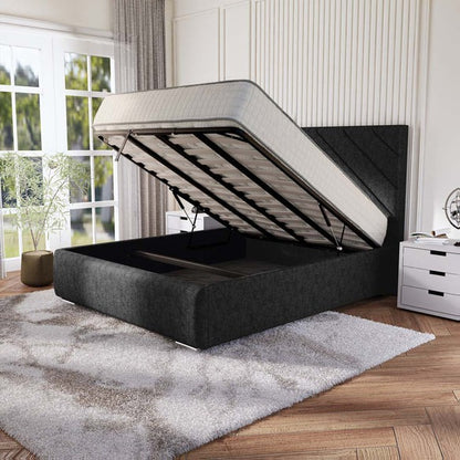 Chicago Upholstered Ottoman Bed - Black Chenille