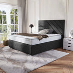 Chicago Upholstered Ottoman Bed - Black Chenille