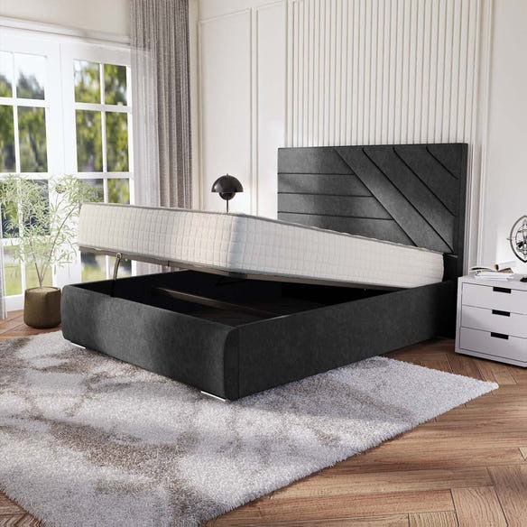 Chicago Upholstered Ottoman Bed - Black Naples