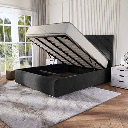 Chicago Upholstered Ottoman Bed - Black Naples