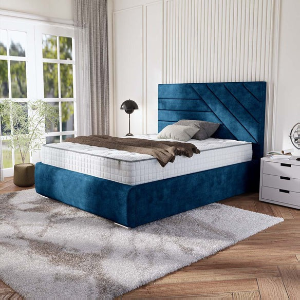 Chicago Upholstered Ottoman Bed - Blue Coniston