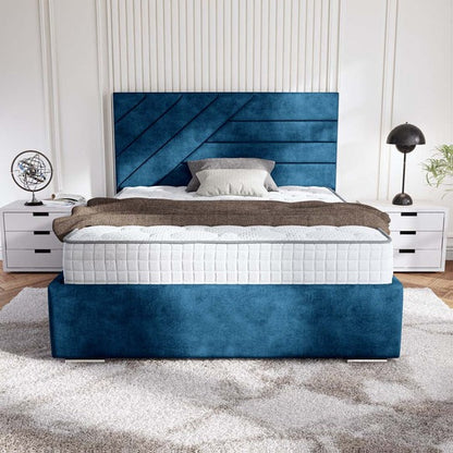 Chicago Upholstered Ottoman Bed - Blue Coniston