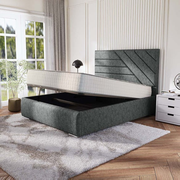 Chicago Upholstered Ottoman Bed - Charcoal Chenille