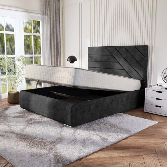 Chicago Upholstered Ottoman Bed - Charcoal Coniston