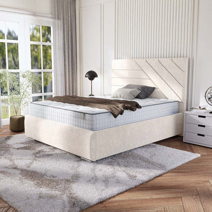 Chicago Upholstered Ottoman Bed - Cream Naples