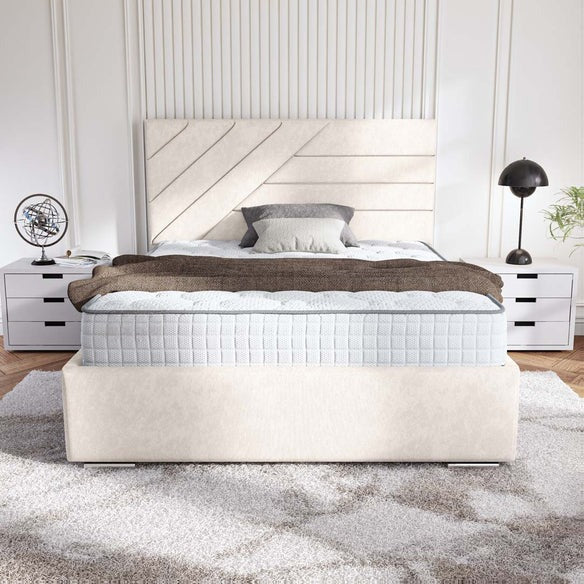 Chicago Upholstered Ottoman Bed - Cream Naples