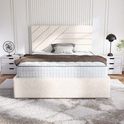 Chicago Upholstered Ottoman Bed - Cream Naples