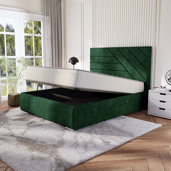 Chicago Upholstered Ottoman Bed - Emerald Coniston