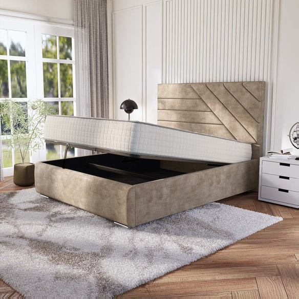 Chicago Upholstered Ottoman Bed - Mink Coniston