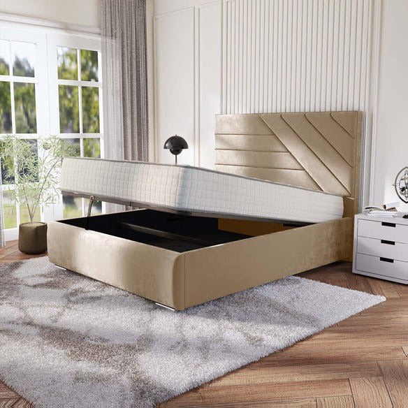 Chicago Upholstered Ottoman Bed - Mink Plush Velvet