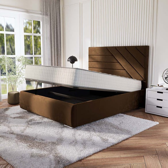 Chicago Upholstered Ottoman Bed - Mocca Plush Velvet