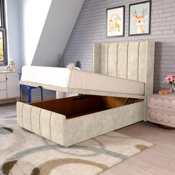 Cidra Kids Wingback Ottoman Divan Bed - Almond Coniston