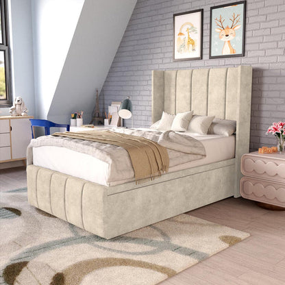 Cidra Kids Wingback Ottoman Divan Bed - Almond Coniston