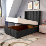 Cidra Kids Wingback Ottoman Divan Bed - Black Chenille