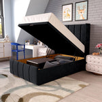 Cidra Kids Wingback Ottoman Divan Bed - Black Plush Velvet
