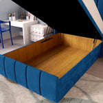 Cidra Kids Wingback Ottoman Divan Bed - Blue Plush Velvet