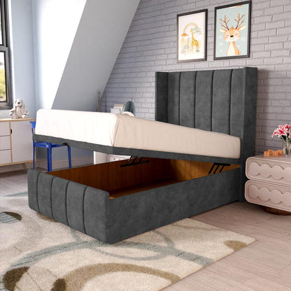 Cidra Kids Wingback Ottoman Divan Bed - Charcoal Coniston