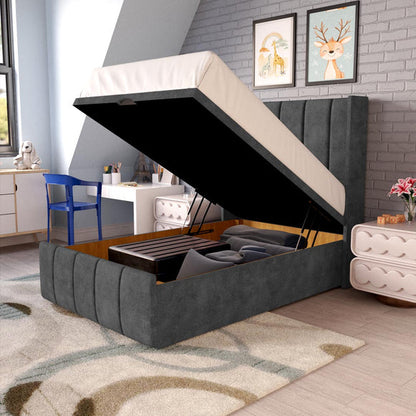 Cidra Kids Wingback Ottoman Divan Bed - Charcoal Coniston