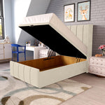 Cidra Kids Wingback Ottoman Divan Bed - Cream Plush Velvet