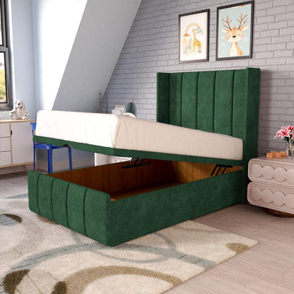 Cidra Kids Wingback Ottoman Divan Bed - Emerald Coniston