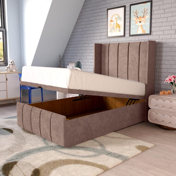 Cidra Kids Wingback Ottoman Divan Bed - Mauve Naples
