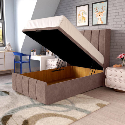 Cidra Kids Wingback Ottoman Divan Bed - Mauve Naples