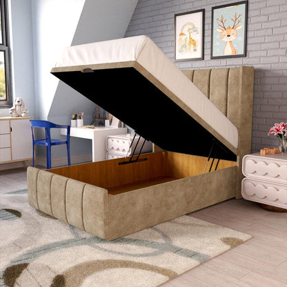 Cidra Kids Wingback Ottoman Divan Bed - Mink Coniston