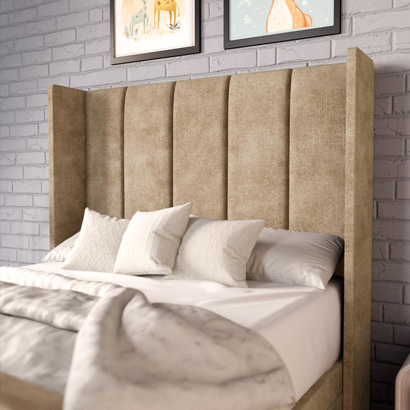 Cidra Kids Wingback Ottoman Divan Bed - Mink Coniston