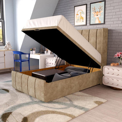 Cidra Kids Wingback Ottoman Divan Bed - Mink Coniston