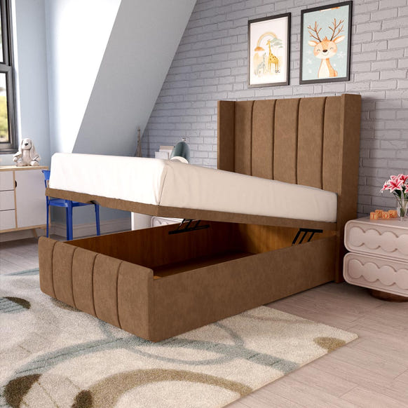 Cidra Kids Wingback Ottoman Divan Bed - Mink Naples