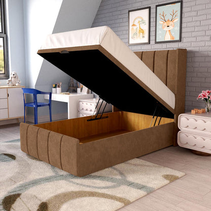 Cidra Kids Wingback Ottoman Divan Bed - Mink Naples