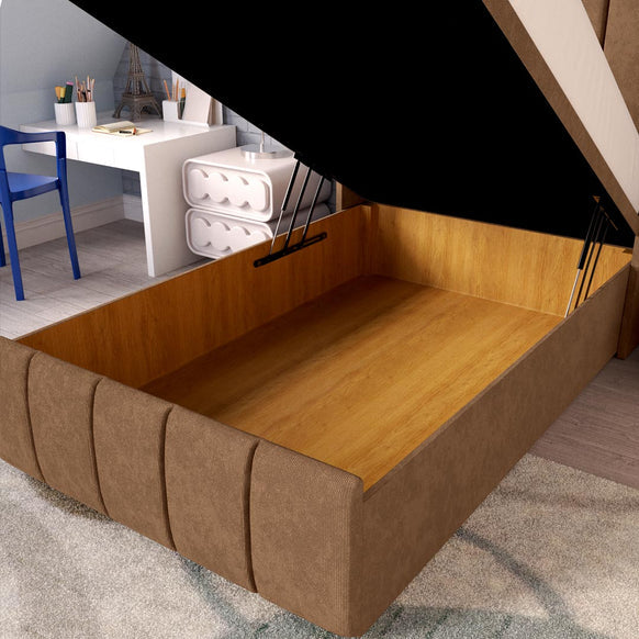 Cidra Kids Wingback Ottoman Divan Bed - Mink Naples