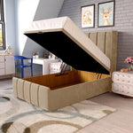 Cidra Kids Wingback Ottoman Divan Bed - Mink Plush Velvet