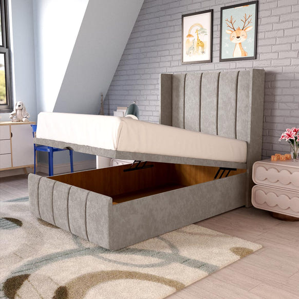 Cidra Kids Wingback Ottoman Divan Bed - Seal Grey Naples