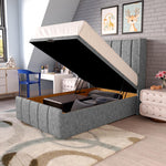 Cidra Kids Wingback Ottoman Divan Bed - Silver Chenille