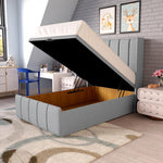 Cidra Kids Wingback Ottoman Divan Bed - Silver Linoso