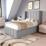 Cidra Kids Wingback Ottoman Divan Bed - Silver Linoso