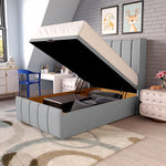 Cidra Kids Wingback Ottoman Divan Bed - Silver Linoso