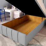 Cidra Kids Wingback Ottoman Divan Bed - Silver Linoso