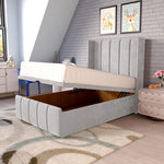 Cidra Kids Wingback Ottoman Divan Bed - Silver Plush Velvet