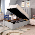 Cidra Kids Wingback Ottoman Divan Bed - Silver Plush Velvet