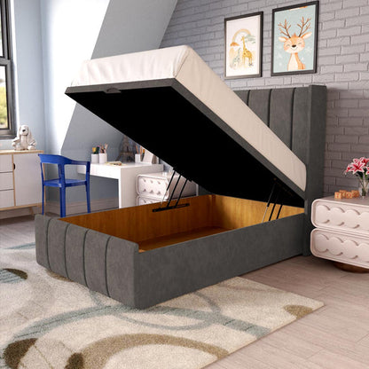 Cidra Kids Wingback Ottoman Divan Bed - Slate Grey Naples